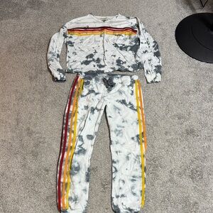 Vintage Havana Tie-Dye Sweatpants with Stripes and matching top